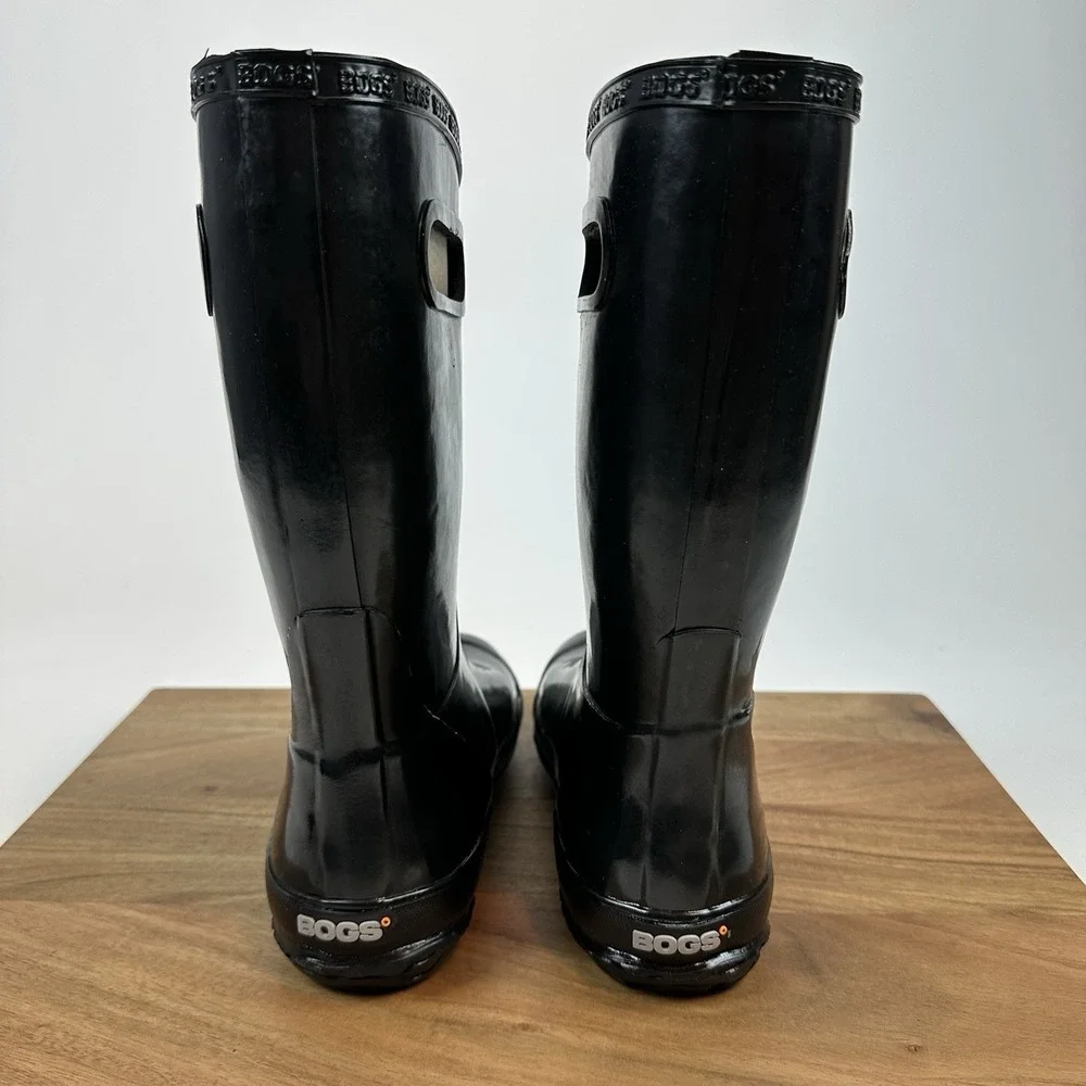 New‎ Big Kids Childrens Bogs Solid Black Waterproof Rubber Rain Boots Size 4 Y